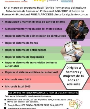 Cursos Formativos en Centro de Formación Profesional de San Jacinto